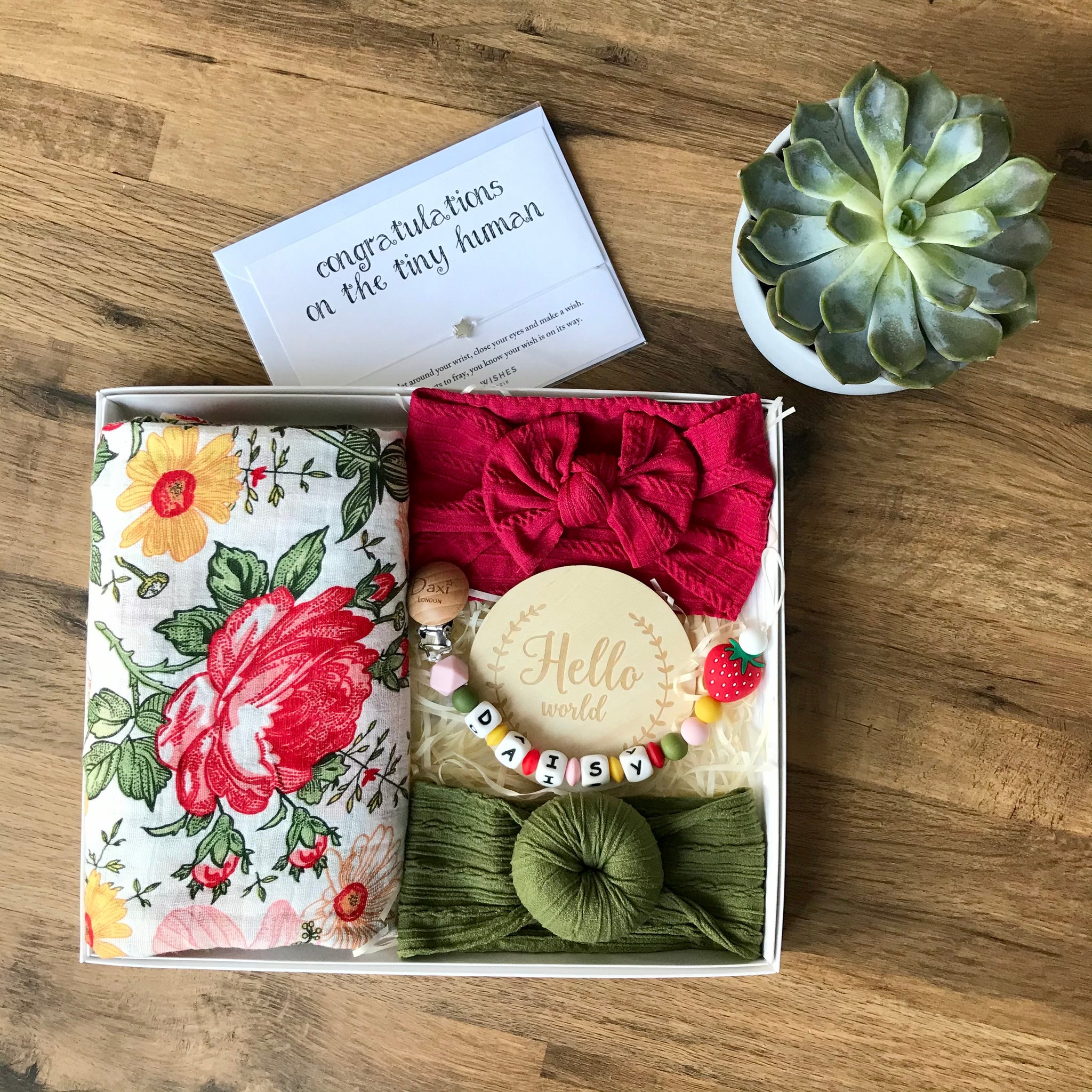 Baby girl Vintage Floral Red Large Gift Box